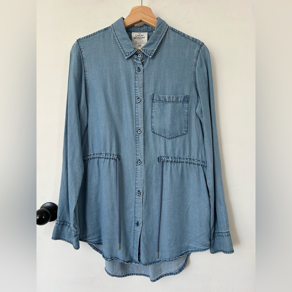 CHEAP MONDAY BLUE DENIM SHIRT SIZE XS